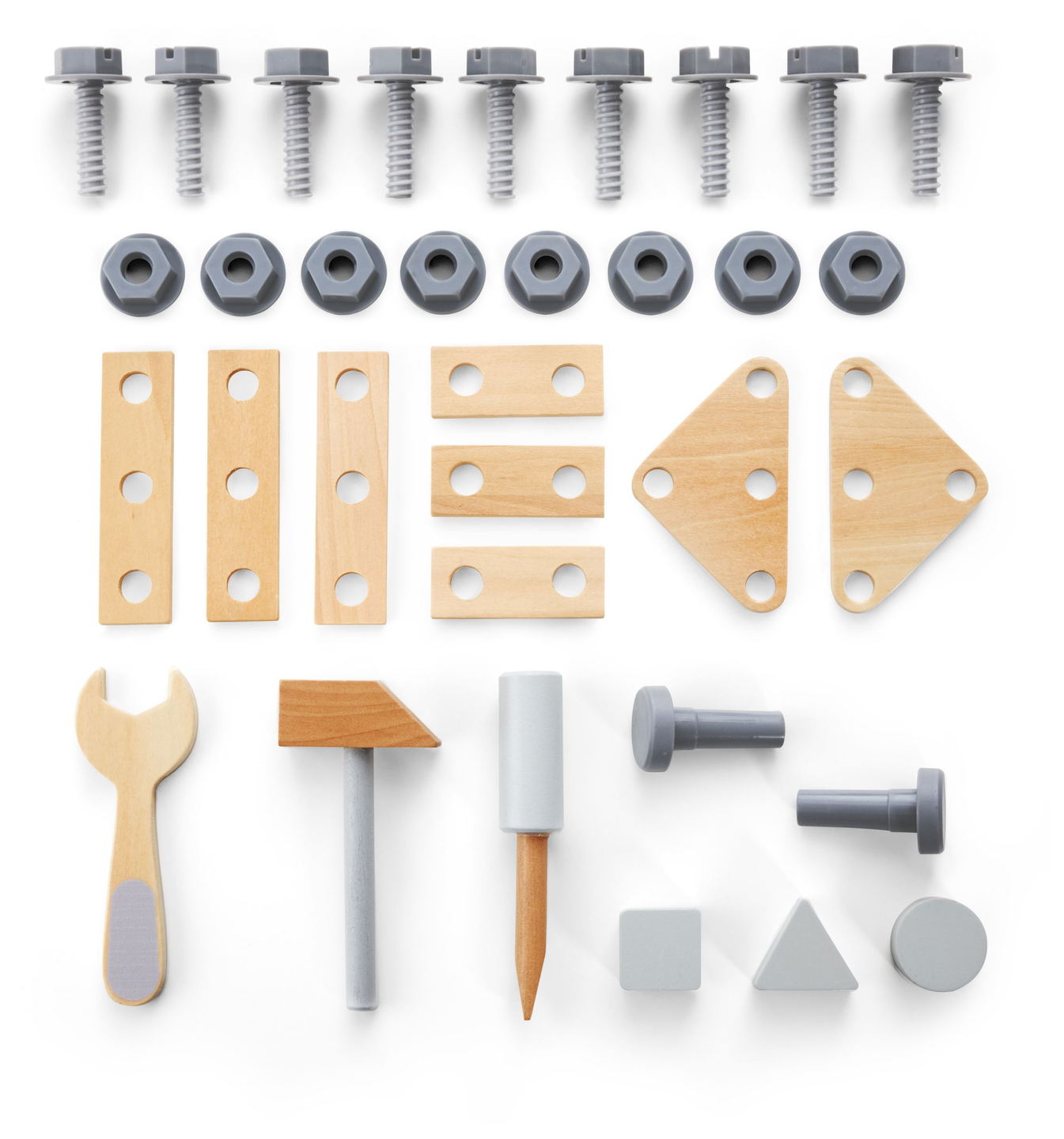 Andador de madeira 3 em 1, empurrador + oficina - 47 elementos