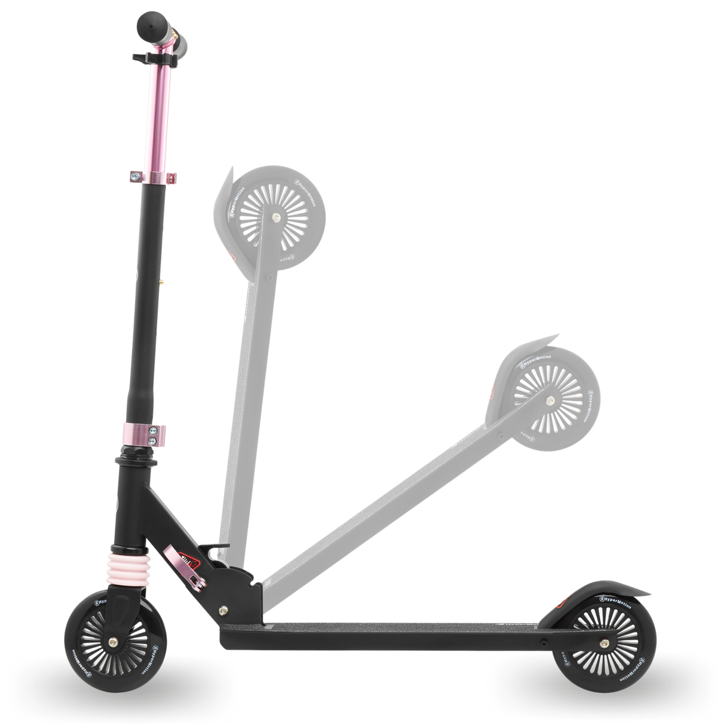 Scooter de duas rodas com amortecedor WALLY 4-9 anos da HyperMotion, preto e rosa