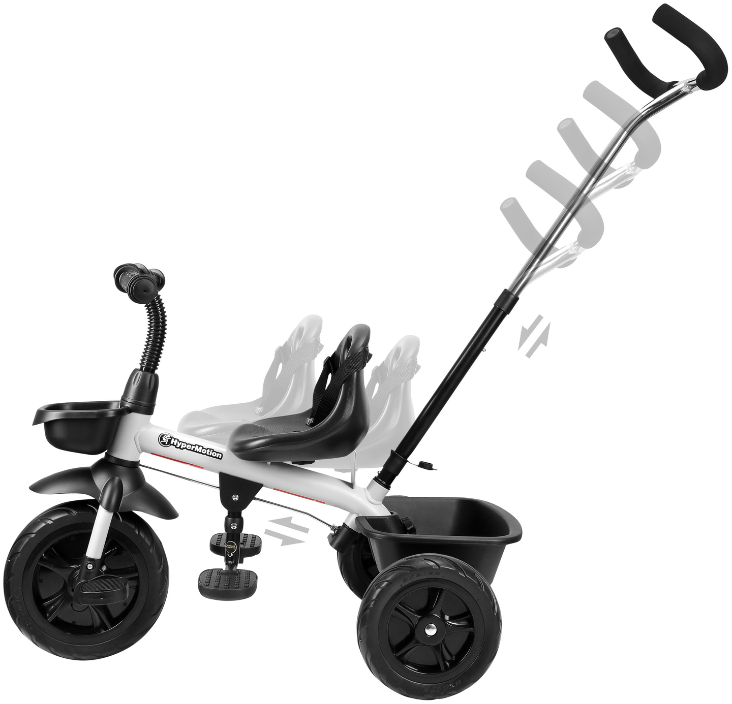 Triciclo HyperMotion TOBI VECTOR - rodas permanentemente infladas + empurrador. Cor: cinza claro.