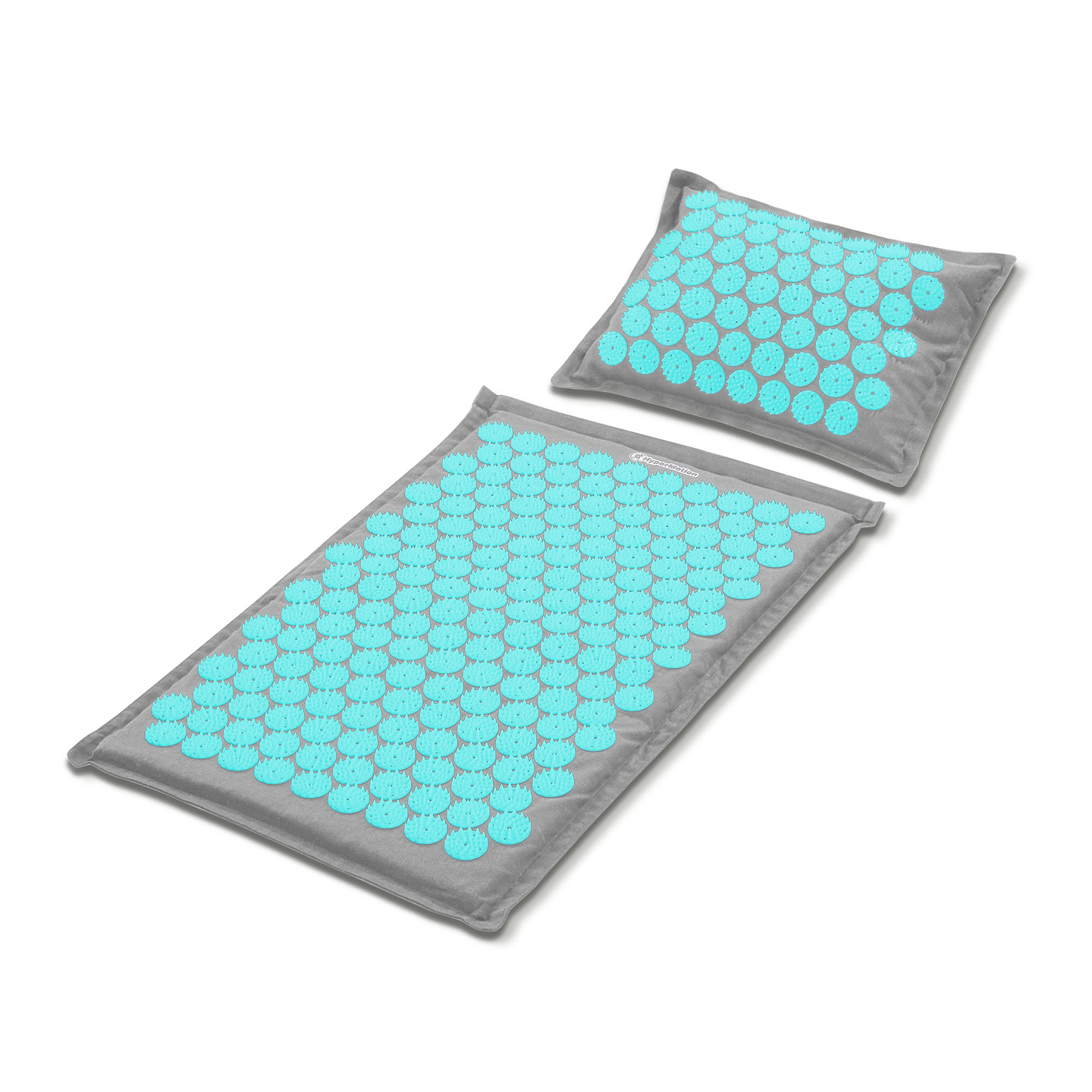 Tapete de acupressão em linho ecológico com fibra de coco e almofada de trigo sarraceno – 68 cm HyperMotion Cinza-Menta