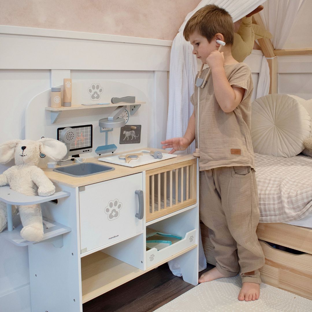 Hospital de animais - conjunto de madeira