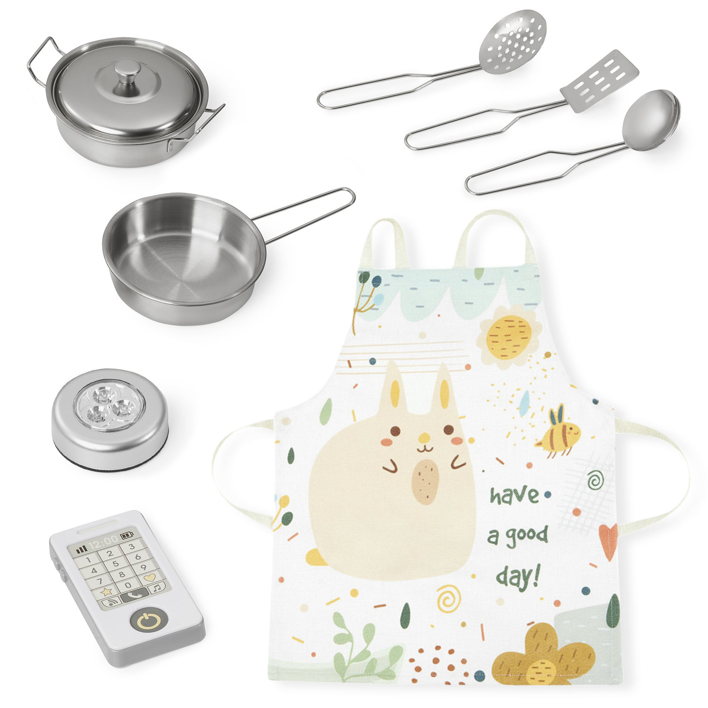 Cozinha XXL em madeira com iluminação LED, avental e acessórios