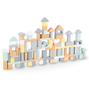 Blocos de madeira pastel - conjunto de 100 peças XL