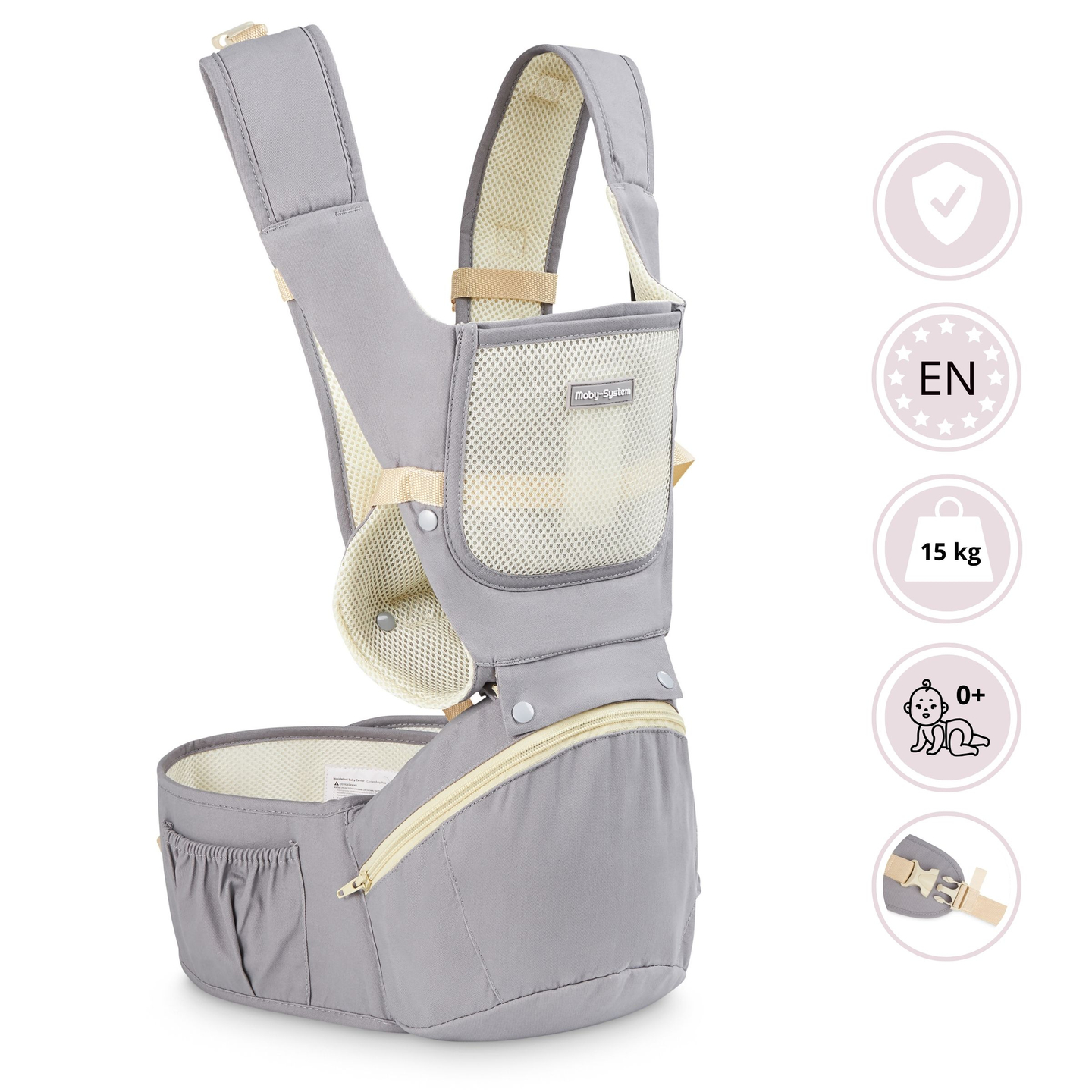 Porta-bebês ergonômico - AMY 10 em 1 - 0-36 meses, cinza
