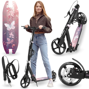Trotinete de duas rodas para jovens adultos - com amortecedor - HyperMotion Skyline - cor-de-rosa, alumínio - 100kg