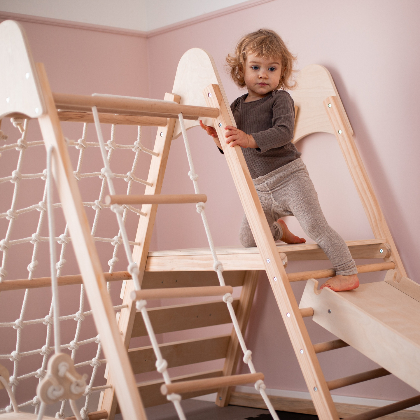Parque infantil doméstico em madeira XL 5em1