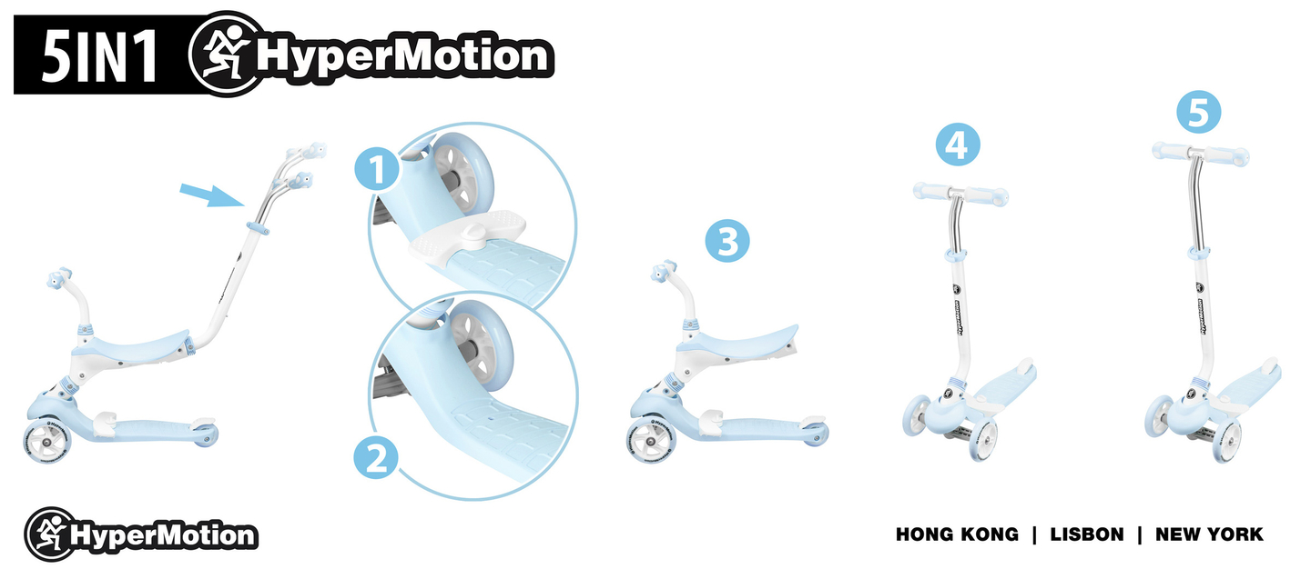 Scooter de equilíbrio 5 em 1 HyperMotion - azul