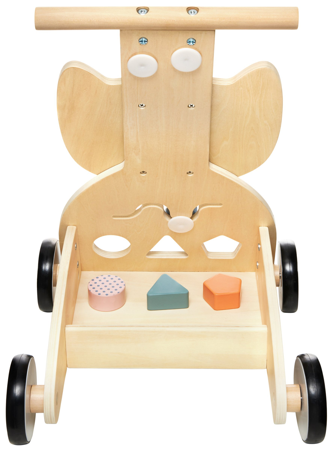 Andador multifuncional de madeira - empurrador - carrinho com blocos - Coruja