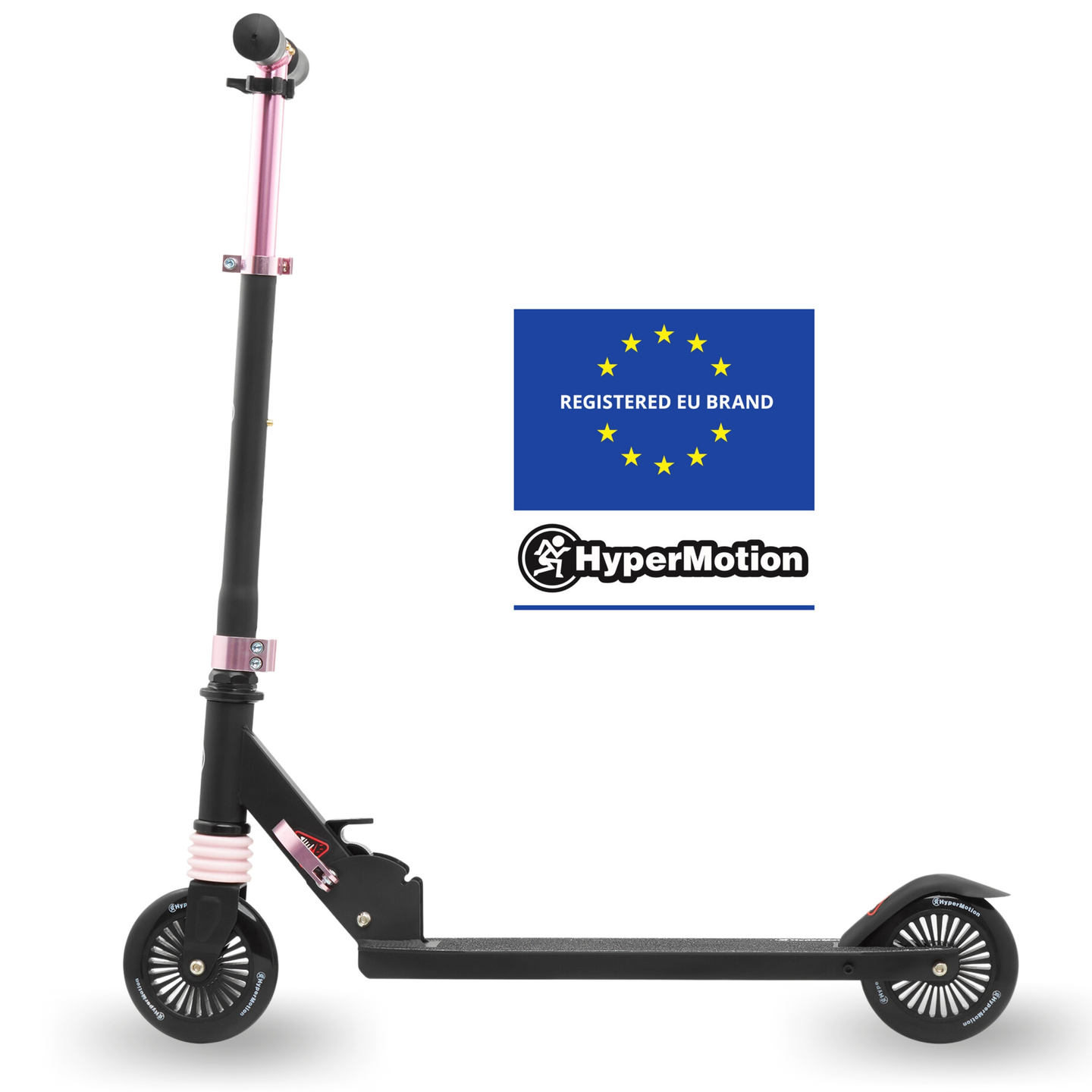 Scooter de duas rodas com amortecedor WALLY 4-9 anos da HyperMotion, preto e rosa