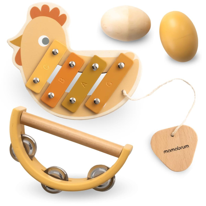 Conjunto de instrumentos com motivo de galinha