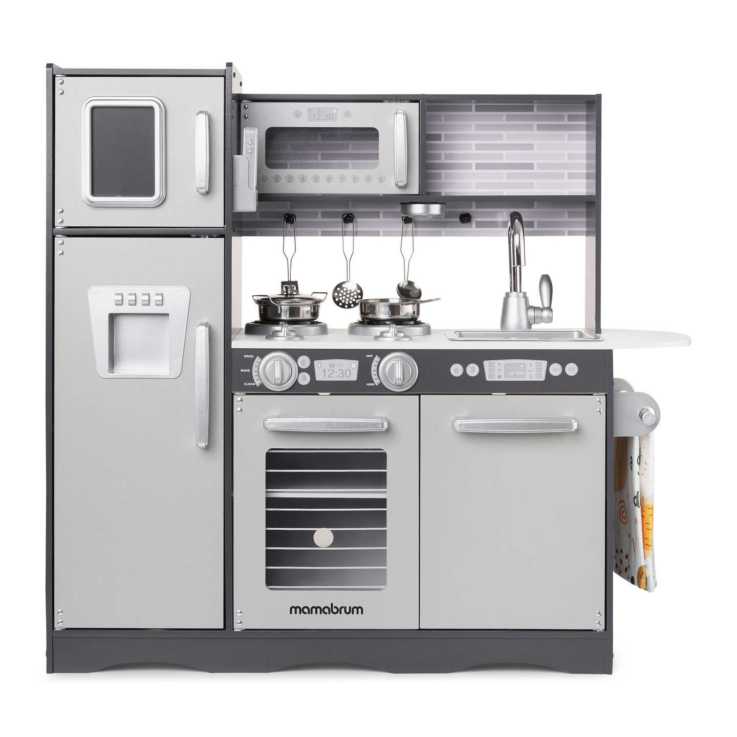 Cozinha XXL em madeira com iluminação LED, avental e acessórios