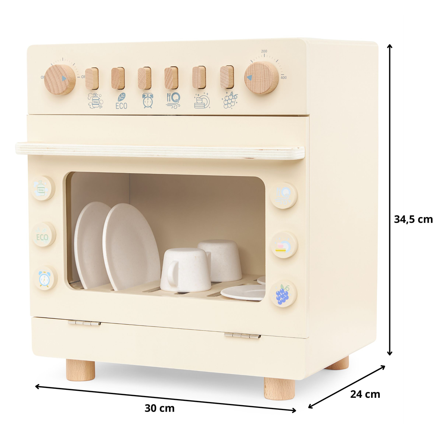 Máquina de lavar louça de madeira com acessórios