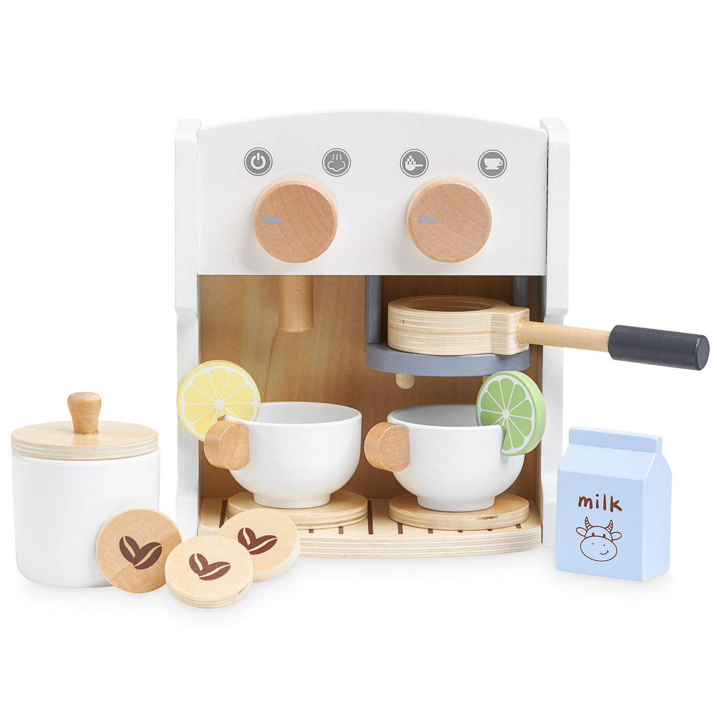 Máquina de café e chá de madeira com acessórios - café