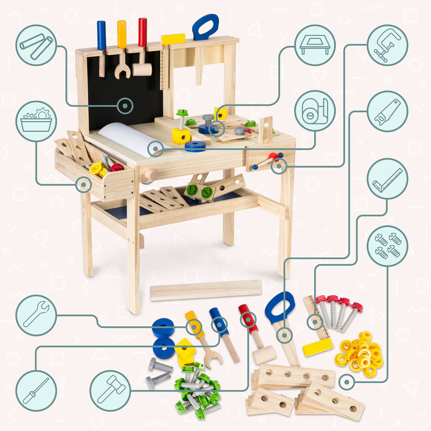 Kit DIY de madeira XXL - 75 elementos