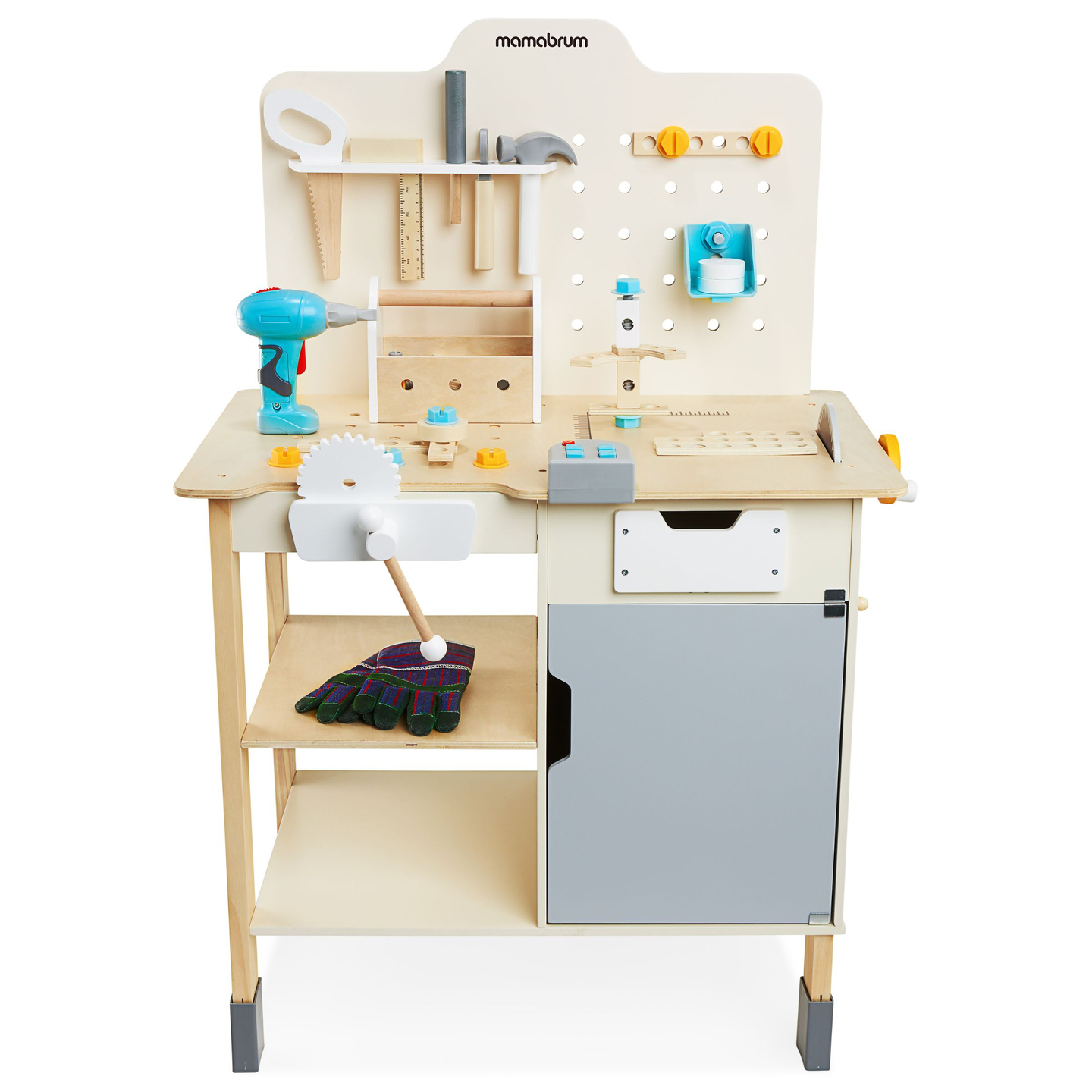 Grande oficina de madeira com ferramentas XXL - conjunto DIY, 74 elementos