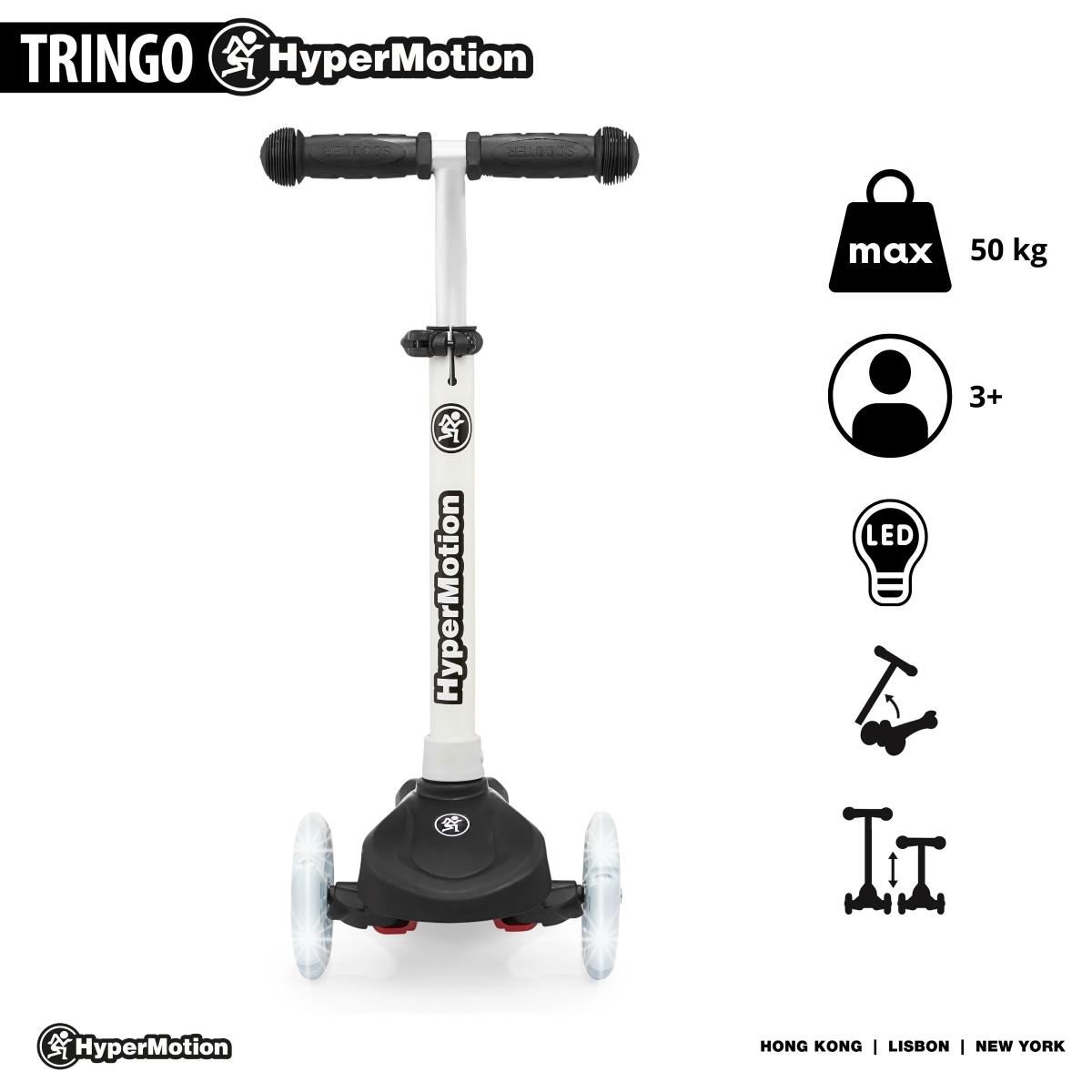 Scooter de equilíbrio de três rodas TRINGO, 3-8 anos - preto + rodas LED brilhantes