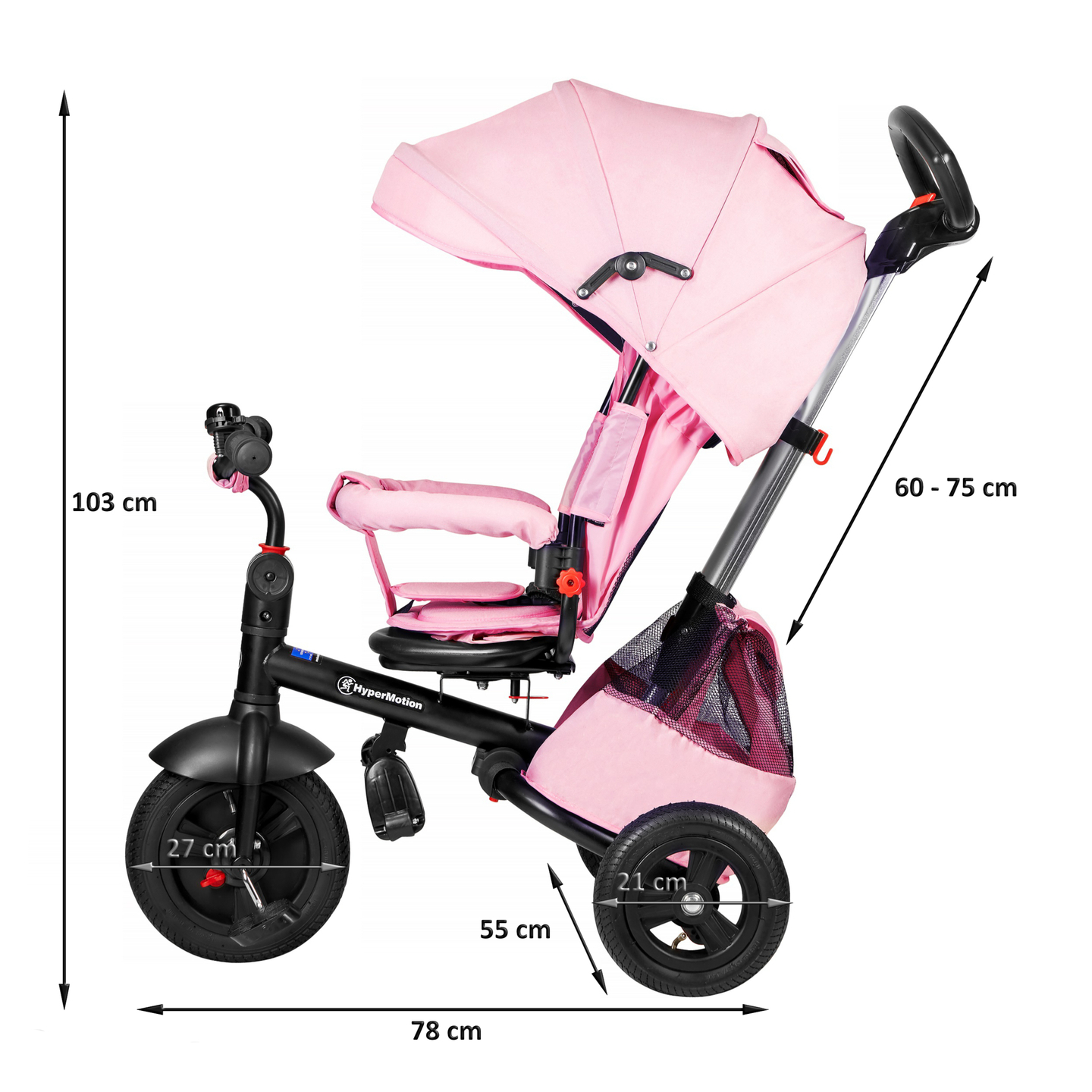 Triciclo Tobi Velar + capa de chuva - rosa