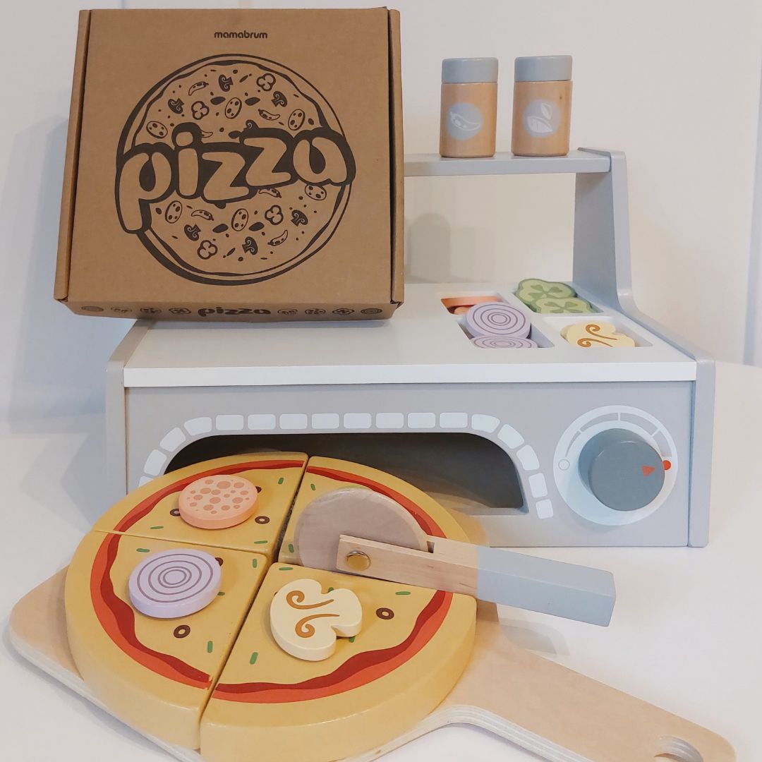 Conjunto para assar pizza em madeira