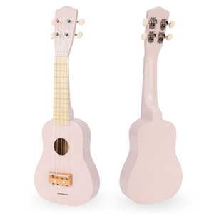 Guitarra de madeira para crianças - ukulele - rosa