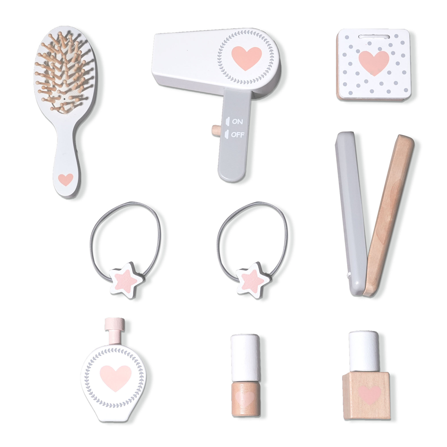 Penteadeira de madeira para crianças com cadeira, acessórios e iluminação LED