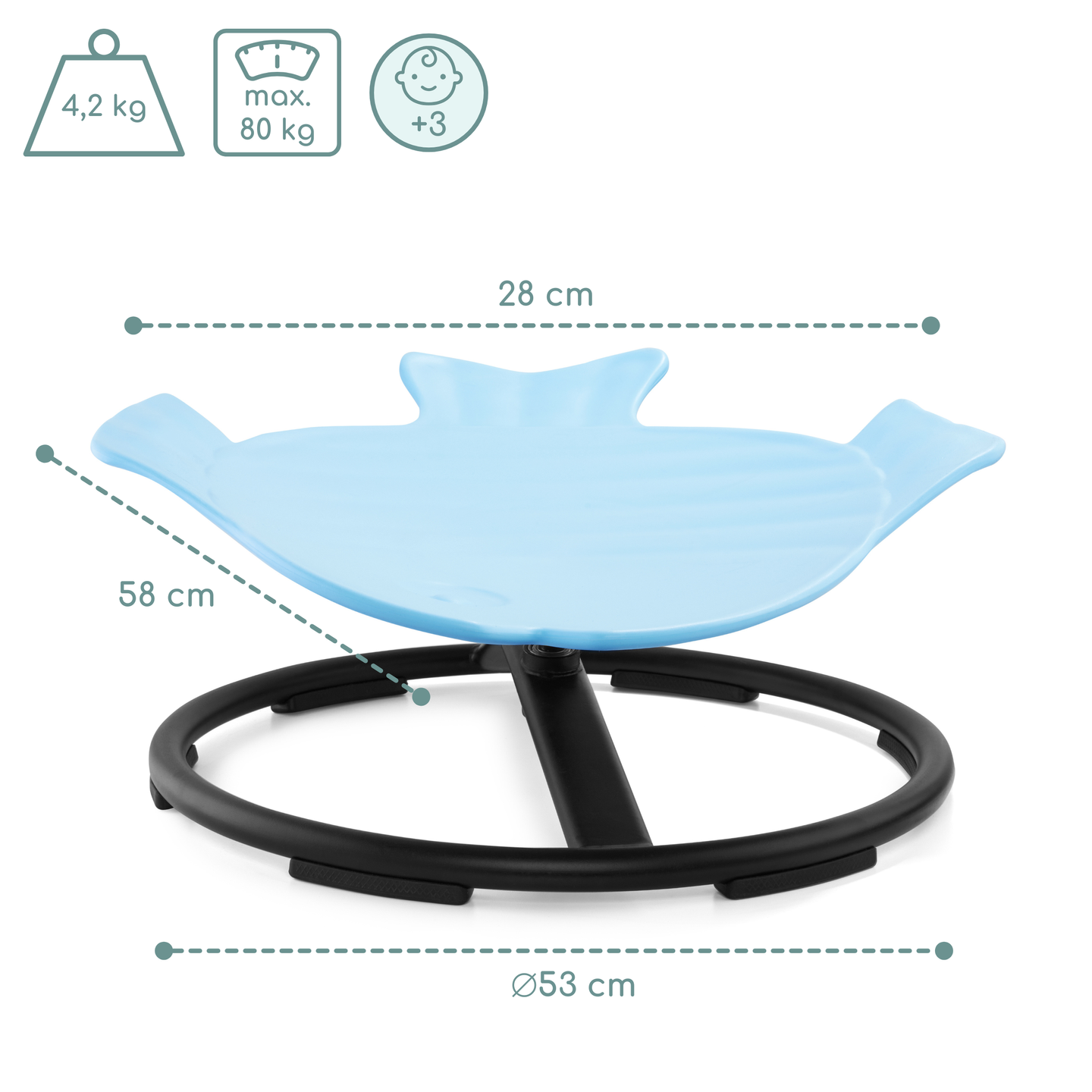 Mini carrossel para crianças Peixe - azul