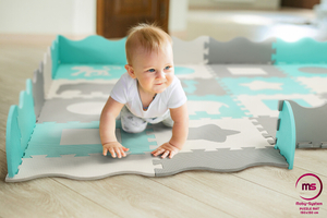 Tapete quebra-cabeça de espuma XL 150 x 150 x 1cm com borda - Espuma EVA - menta