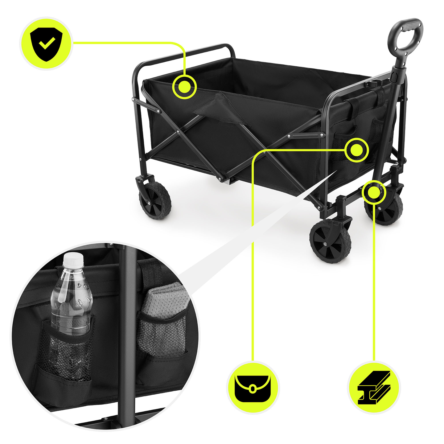 Cadeira de rodas de praia dobrável HyperMotion - preta, 80 kg