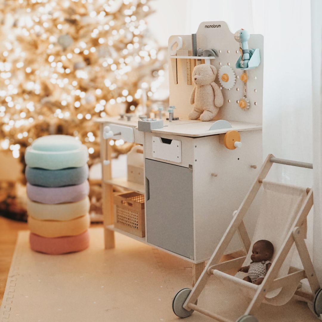 Grande oficina de madeira com ferramentas XXL - conjunto DIY, 74 elementos