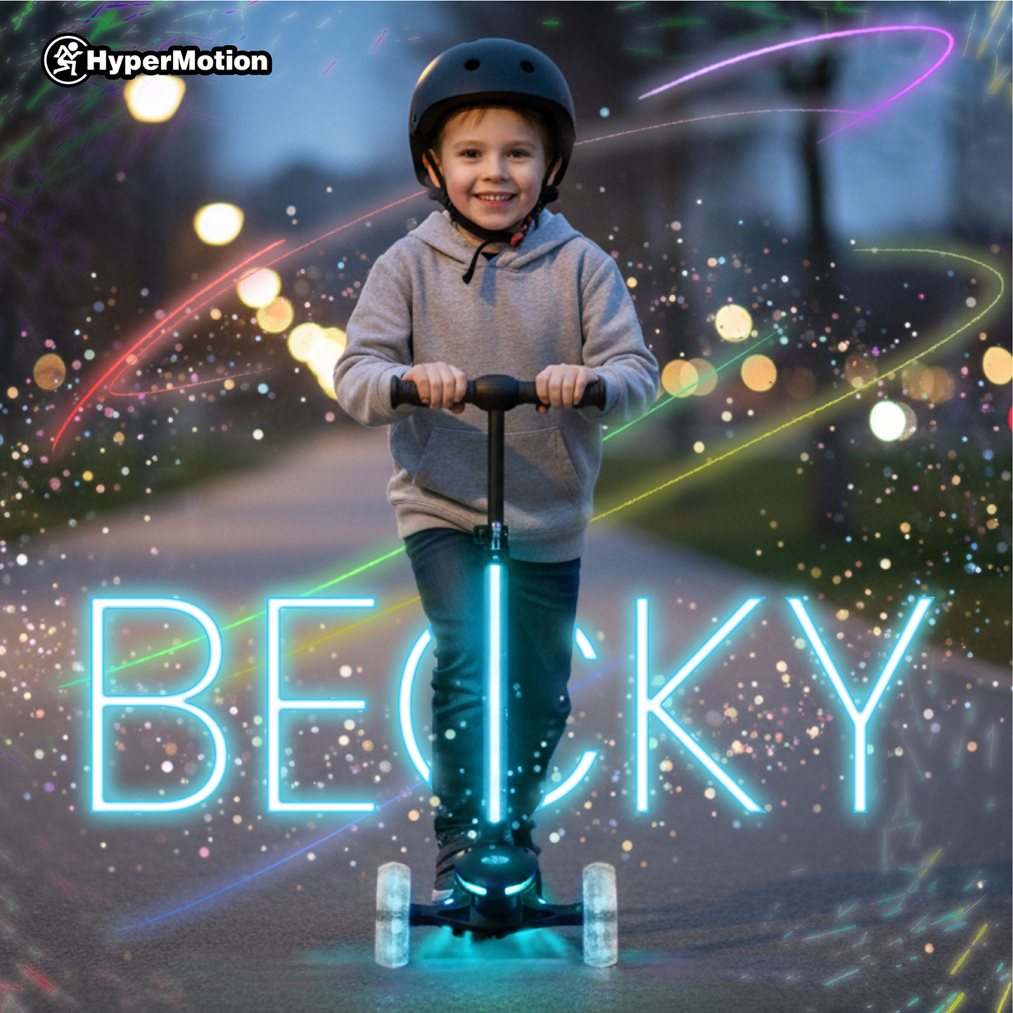 Patinete elétrico HyperMotion BECKY - Iluminação LED RGB, preto