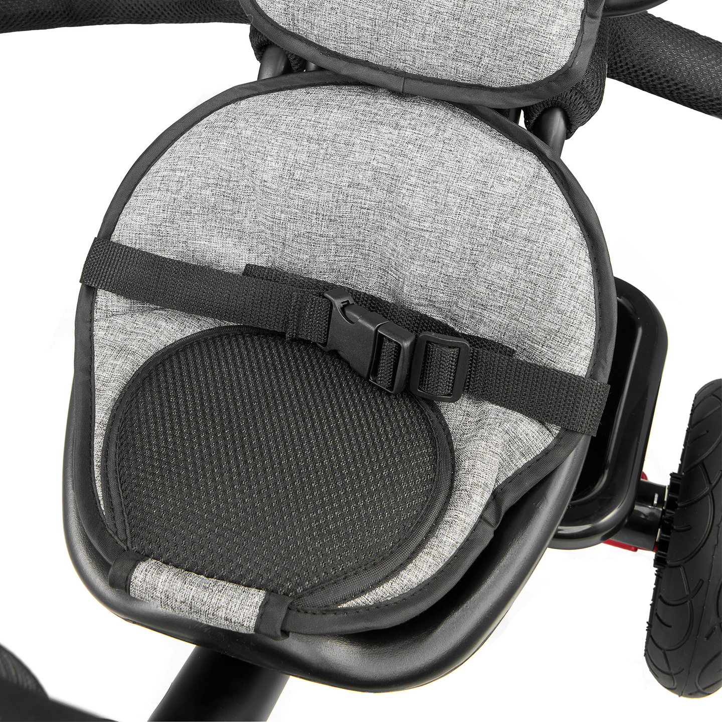 Triciclo para crianças de 1 a 4 anos - TOBI FREY - cor cinza - giratório - rodas infláveis + empurrador