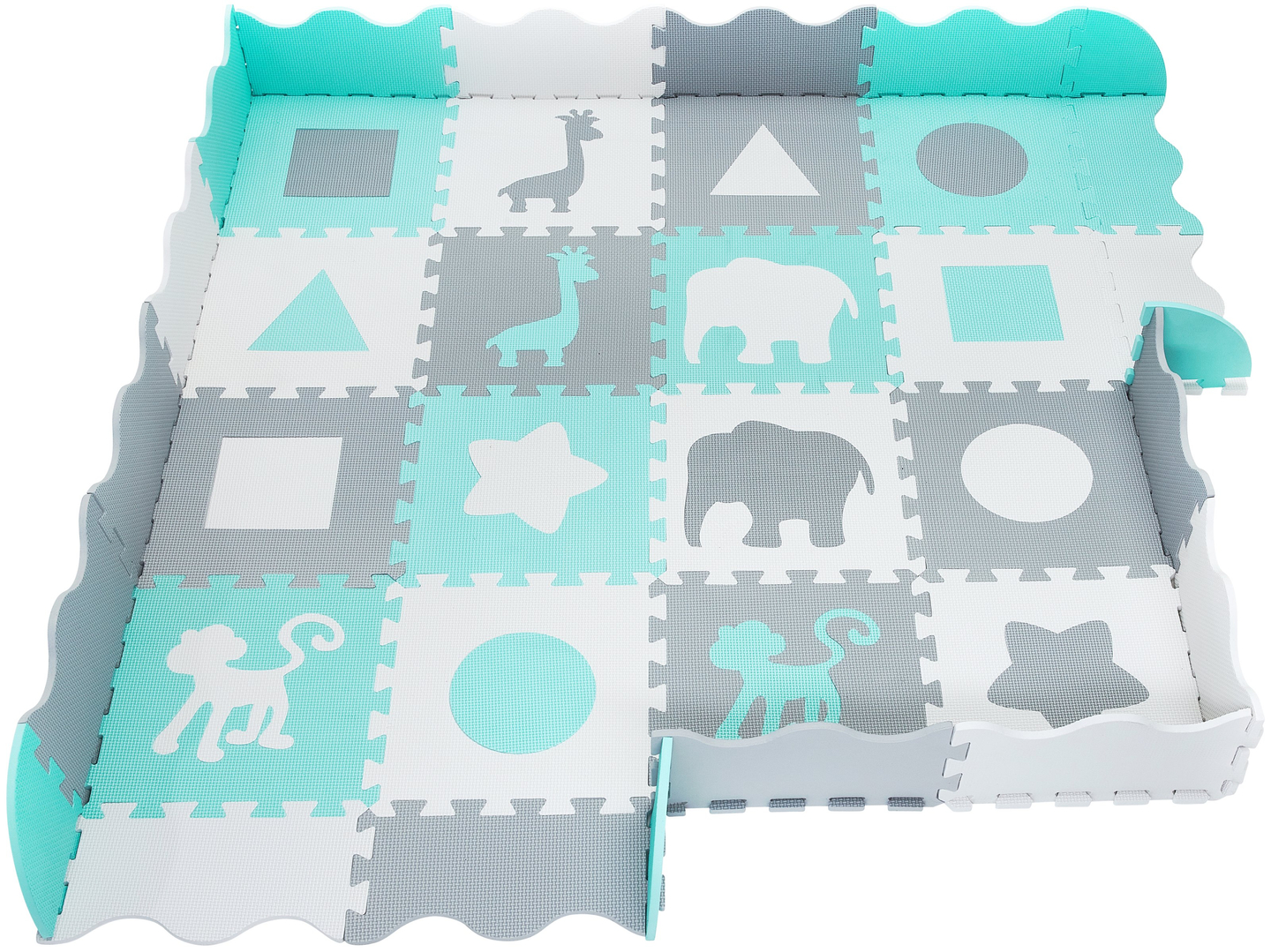 Tapete quebra-cabeça de espuma XL 150 x 150 x 1cm com borda - Espuma EVA - menta