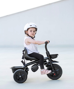 Triciclo HyperMotion TOBI VECTOR - rodas permanentemente infladas + empurrador. Cor preta.