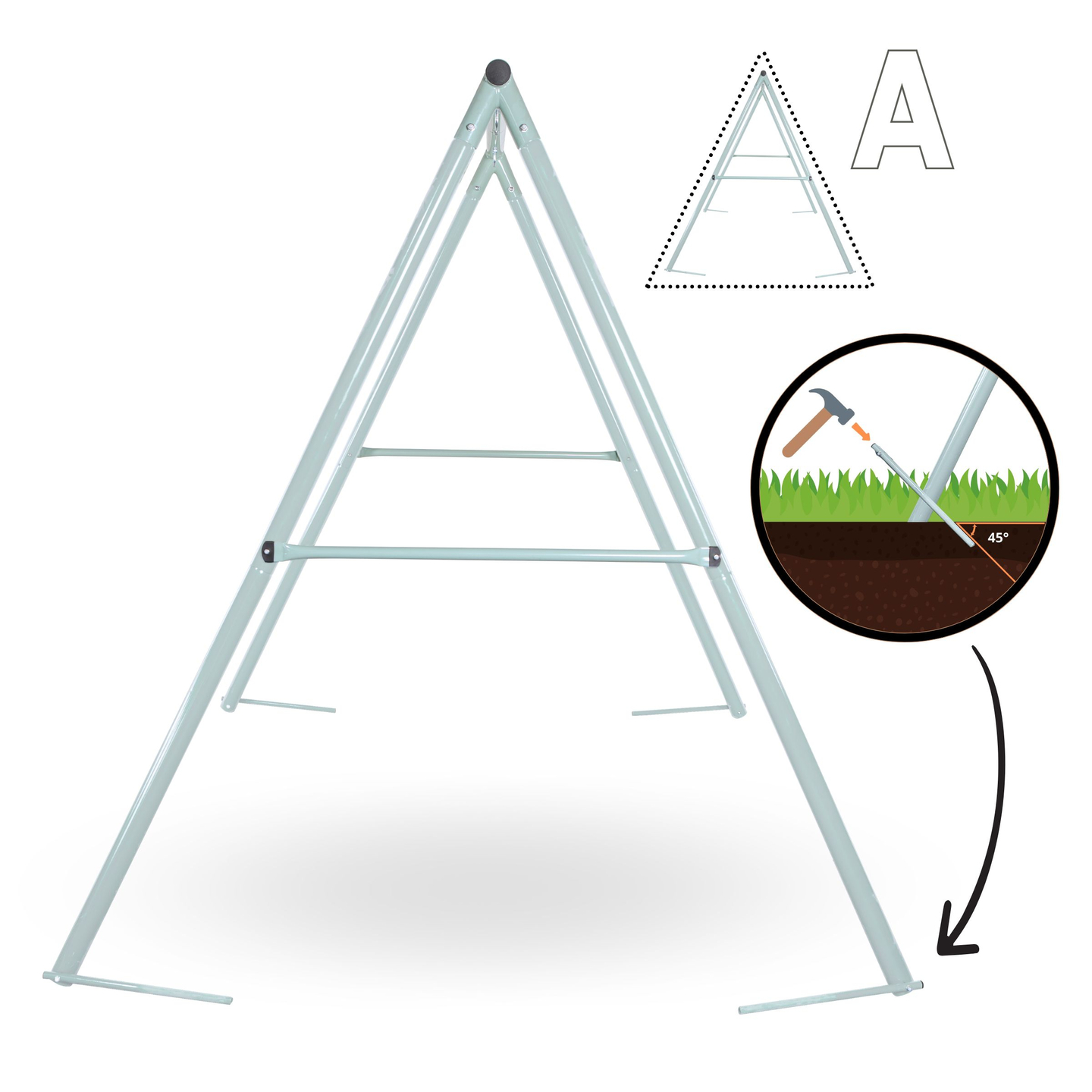 Balanço de jardim tipo ninho de cegonha com moldura e cordas