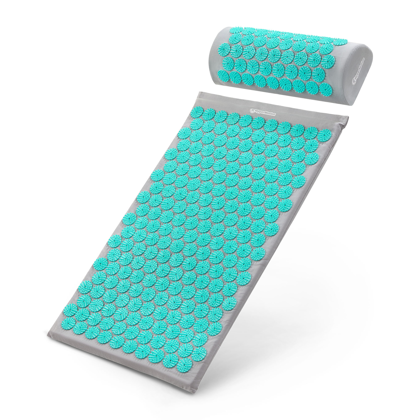 Tapete de acupressão com almofada e capa - 72 cm HyperMotion cinza-menta