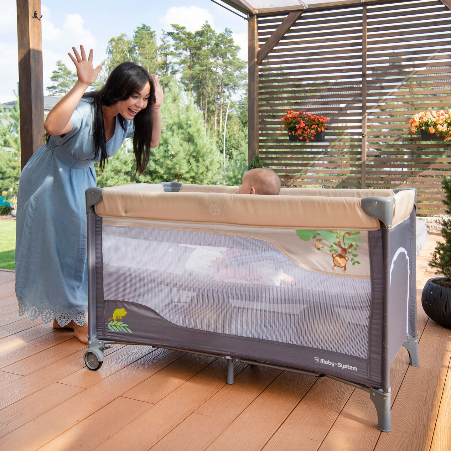 Berço de viagem 0 - 36 m com trocador + cercadinho Moby-System HUXLEY