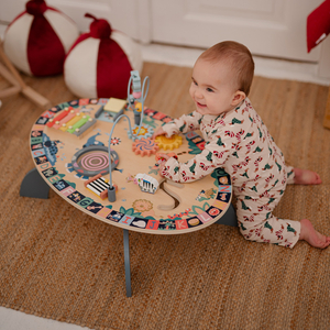 Mesa educativa de madeira 7 em 1, musical, sensorial