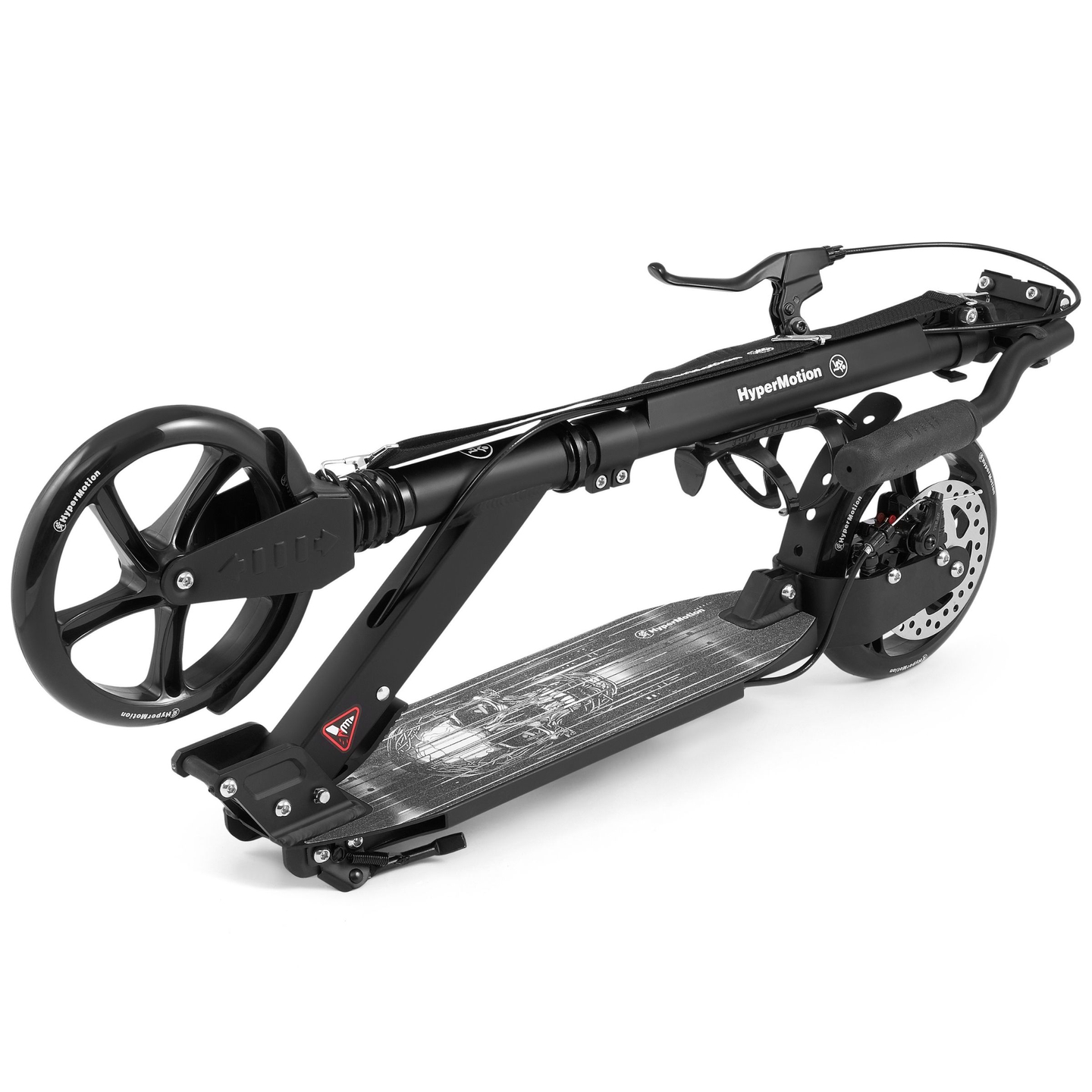 Trotinete de duas rodas para jovens adultos - com amortecedor - HyperMotion Skyline - preto, alumínio - 100kg