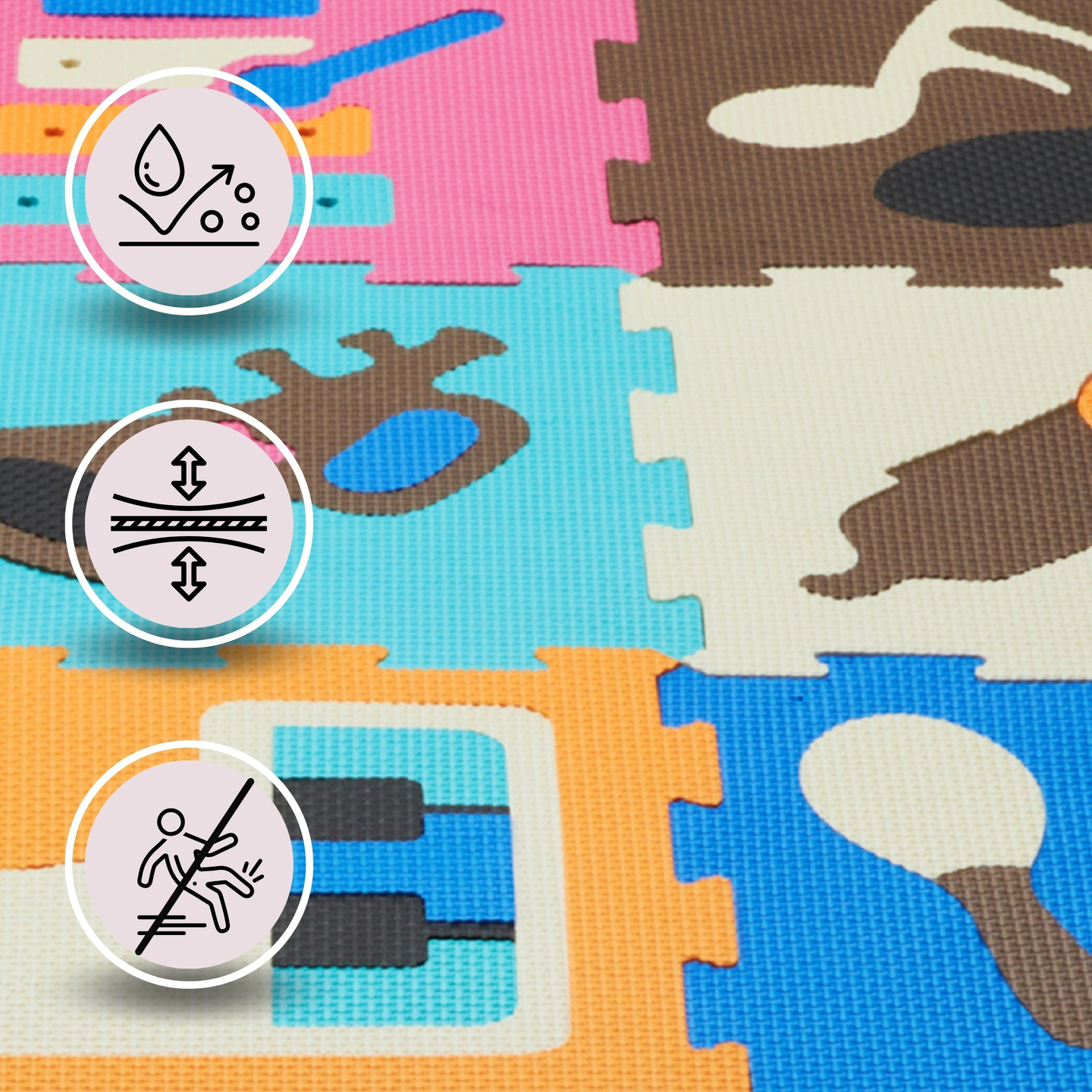 Quebra-cabeça de espuma educacional 90 x 90 x 1cm - Espuma EVA - padrão: instrumentos