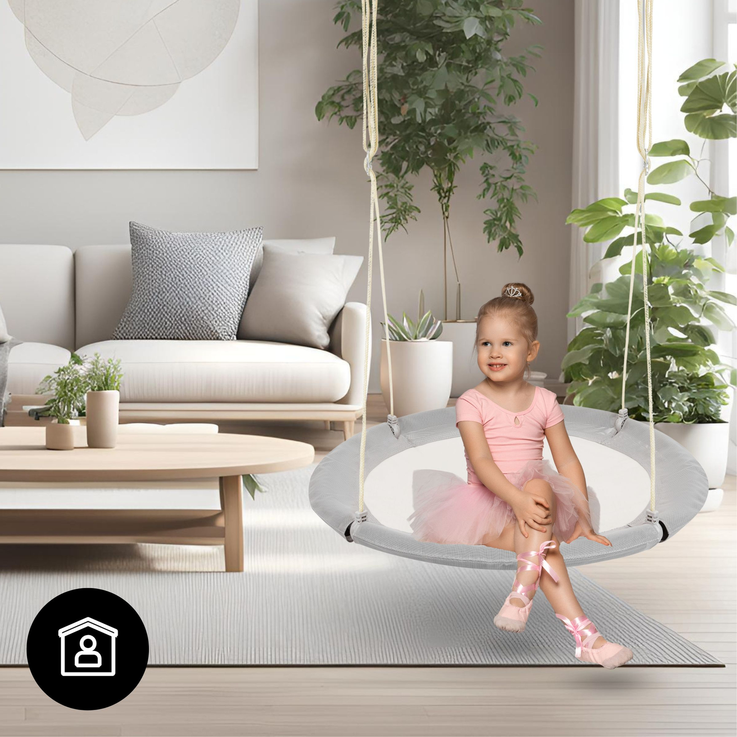 Baloiço ninho de cegonha HyperMotion - 100 cm de diâmetro, cor cinzenta