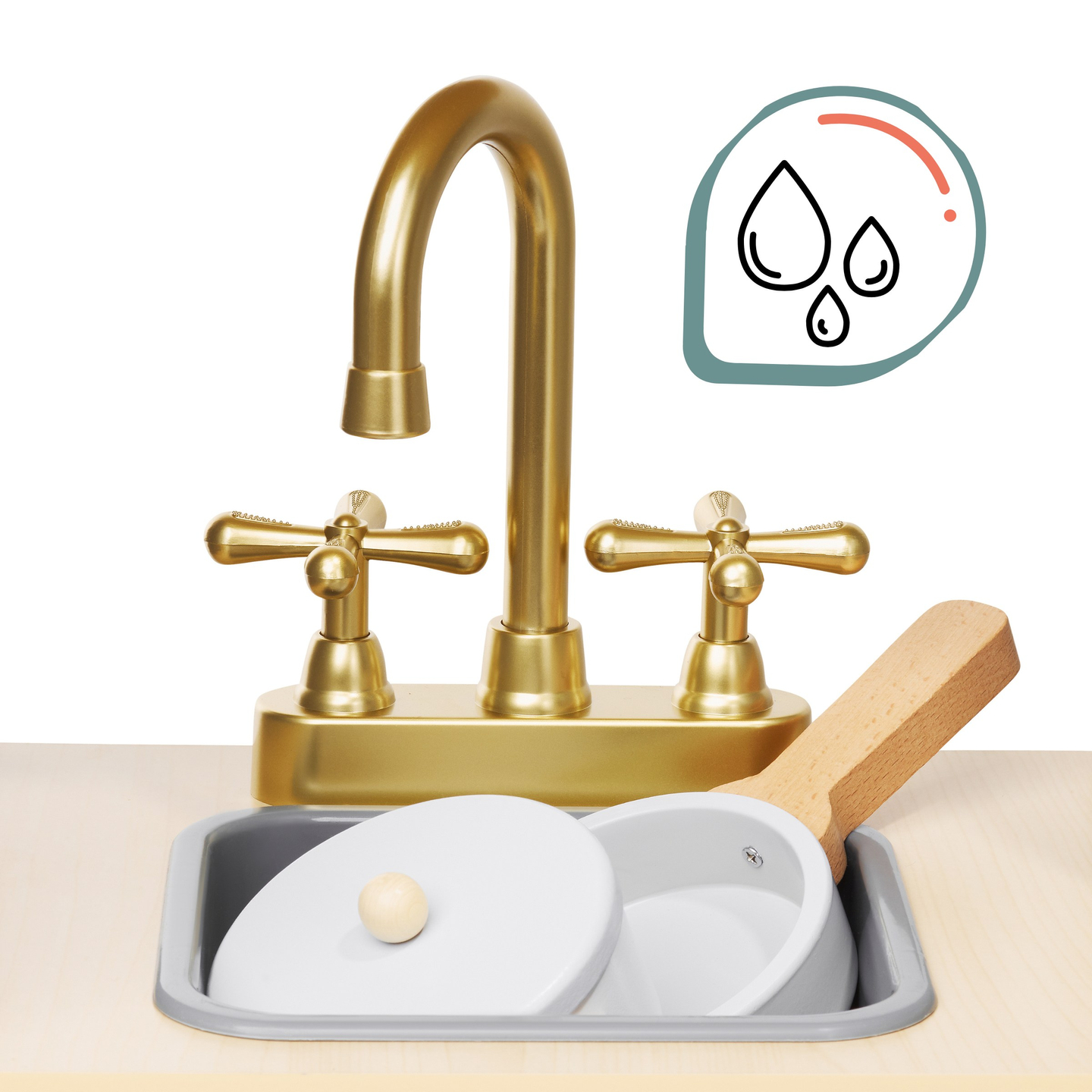 Cozinha interactiva de madeira XXXL com iluminação LED, exaustor e acessórios