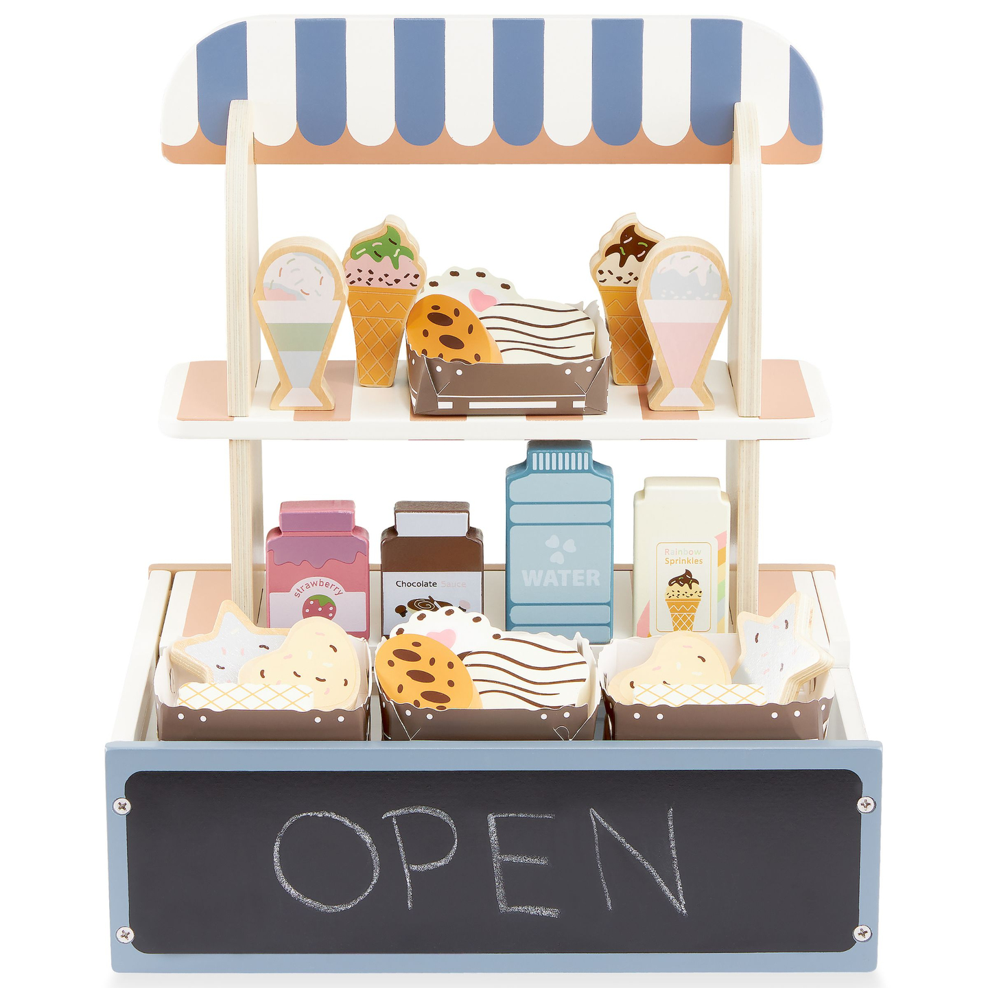 Loja dobrável de madeira - café, confeitaria com acessórios