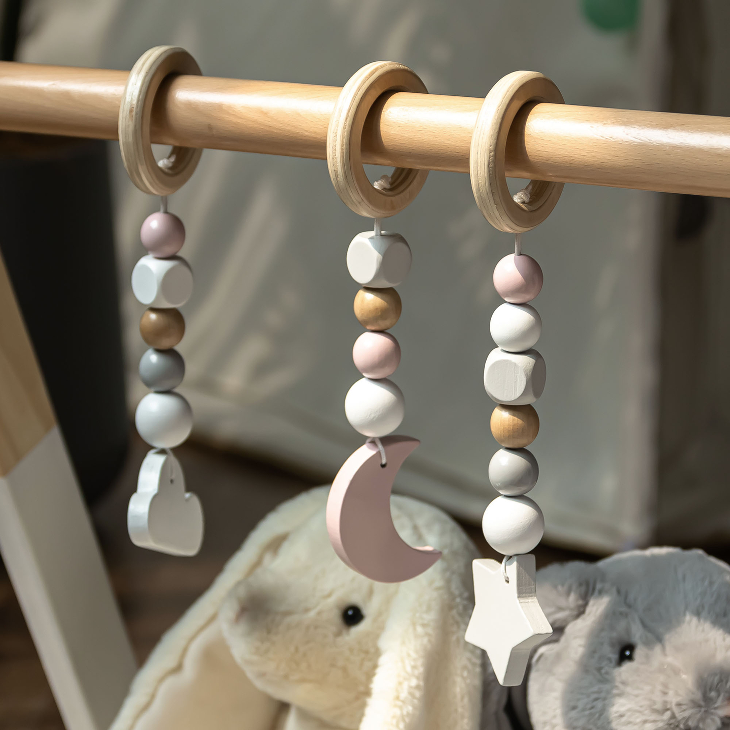 Suporte educativo de madeira Baby Gym - cor branca