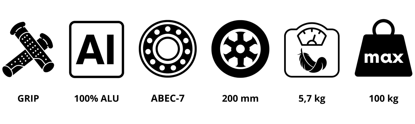 Trotinete de duas rodas para jovens adultos - com amortecedor - HyperMotion Skyline - preto, alumínio - 100kg