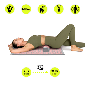 Tapete de acupressão com almofada e capa - 72 cm HyperMotion cinza e rosa