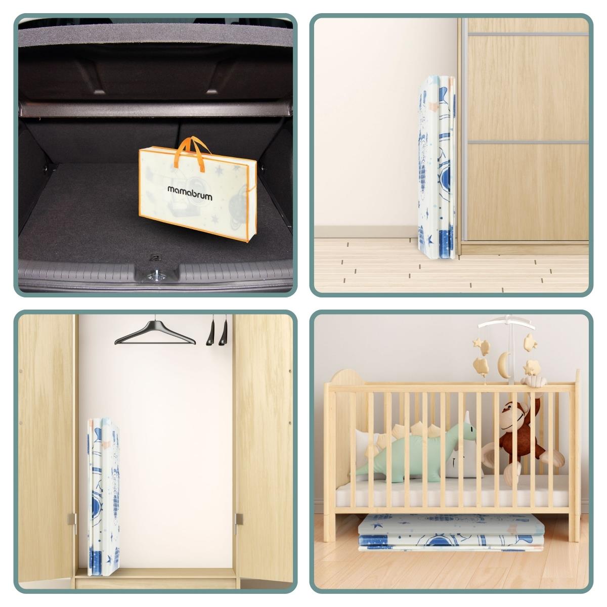 Tapete de espuma dobrável de dupla face 180 x 120 x 1cm - Cosmos/Triângulos geométricos