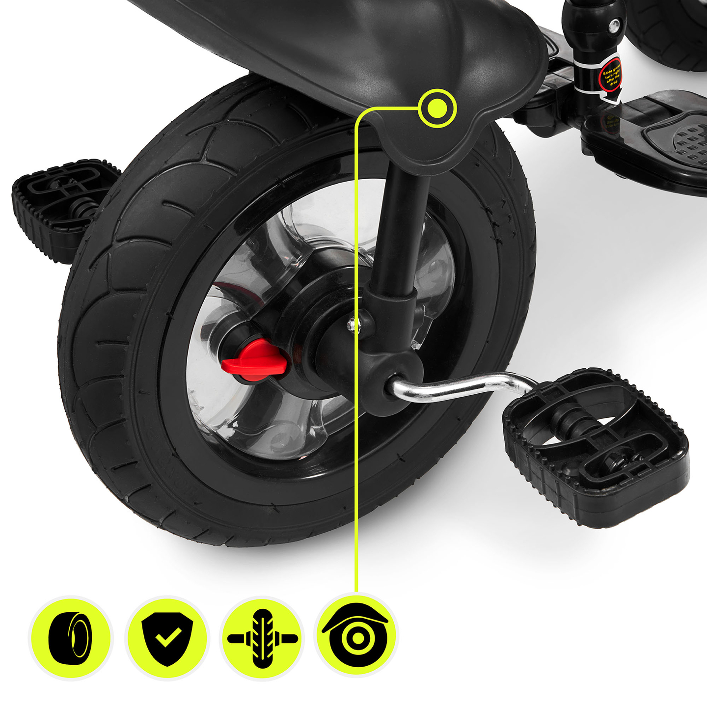 Triciclo para crianças de 1 a 4 anos - TOBI FREY - cor cinza - giratório - rodas infláveis + empurrador