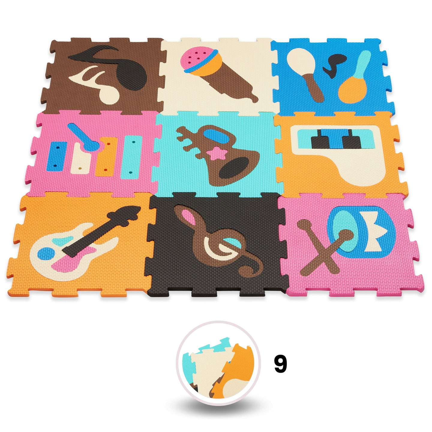 Quebra-cabeça de espuma educacional 90 x 90 x 1cm - Espuma EVA - padrão: instrumentos