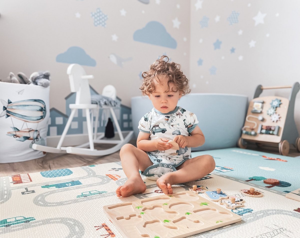 Tapete de espuma XXL dupla face - rolo de 2 CM (estrada e ziguezagues)