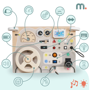 Tabuleiro de madeira Montessori para crianças pequenas - painel de instrumentos do carro