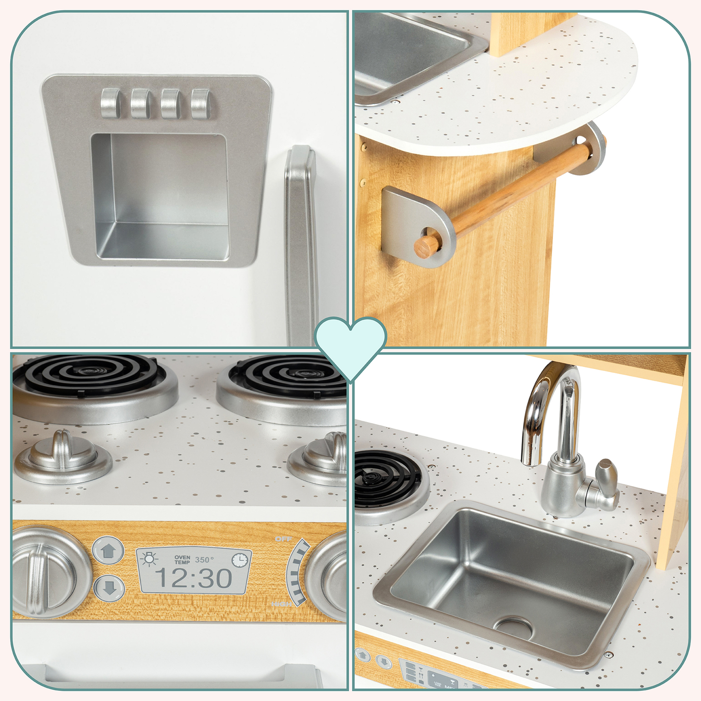 Cozinha XXL em madeira com iluminação LED, avental e acessórios